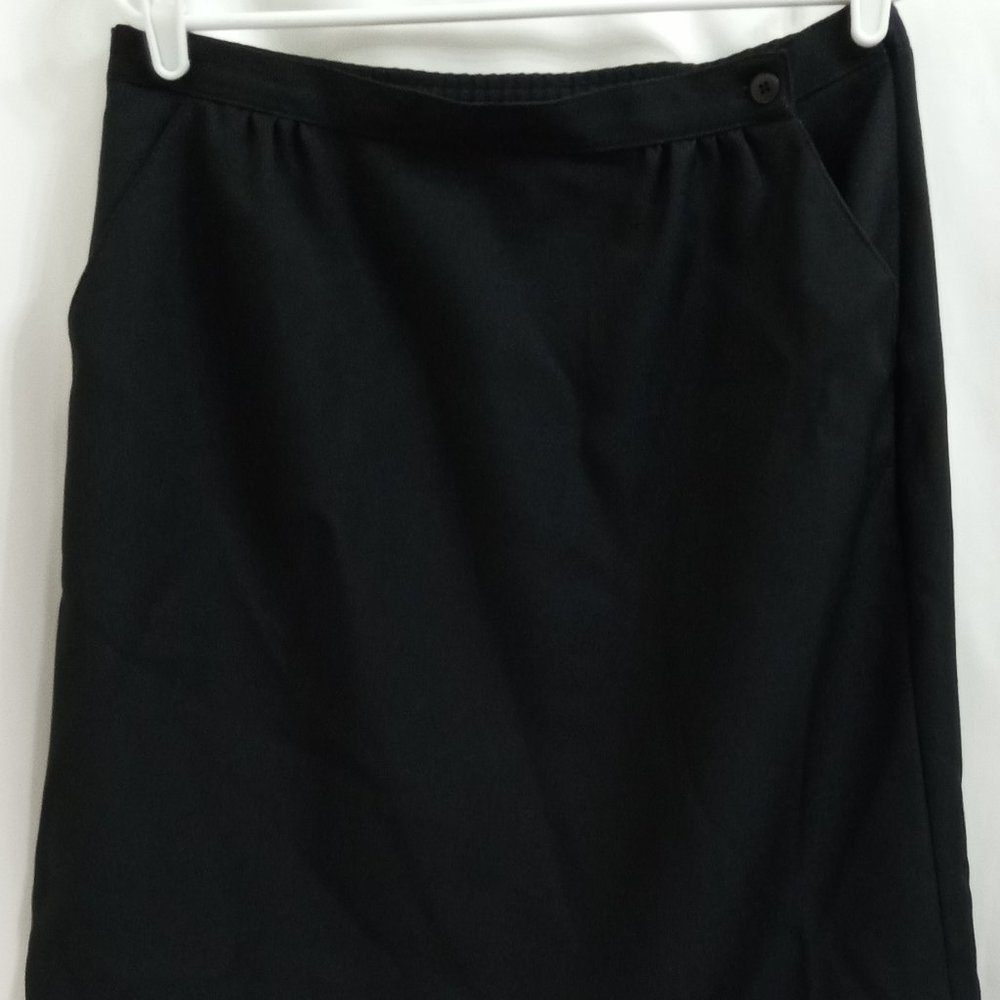 Vintage Donnkenny Black Pencil Skirt Women's Size 14 Elastic Waist Side Pockets